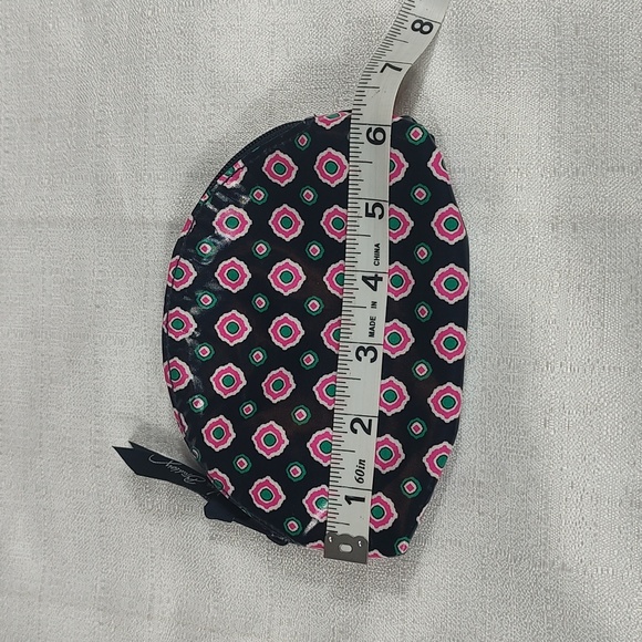 Dark Navy Blue Pink Flowers Floral Vera Bradley Small Coin Purse Bag - Picture 6 of 7